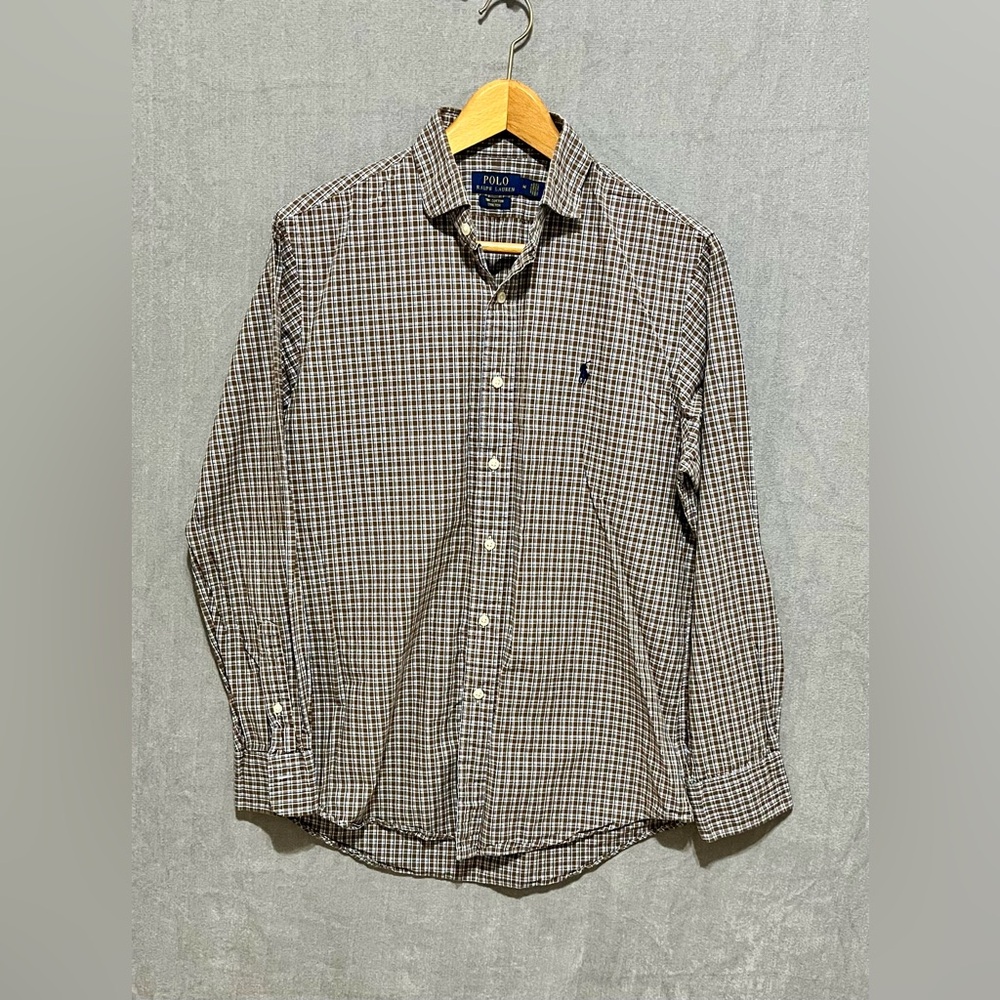 Polo Ralph‎ Lauren Brown Blue Checkered Button Down Shirt Size Medium - Picture 10 of 10